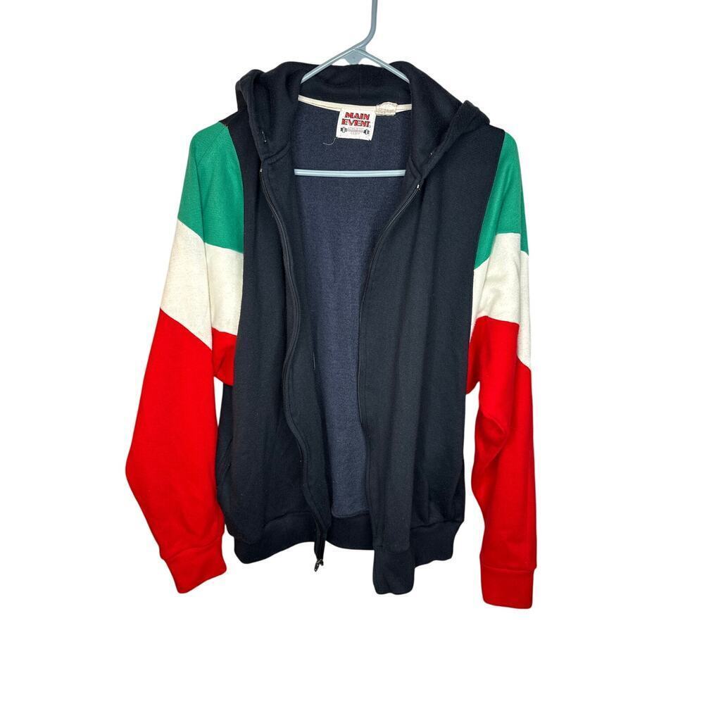 Main Event Athletic Club Sweatshirt Men’s Large Black Full Zip Vintage